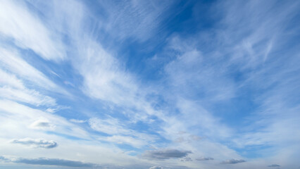 beautiful blue color sky and soft white clouds for abstract background