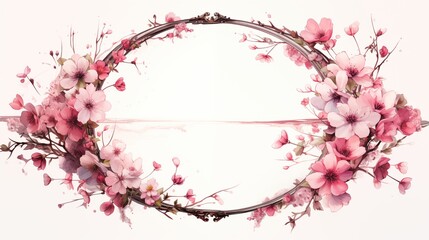 Oval frame made of sakura flowers