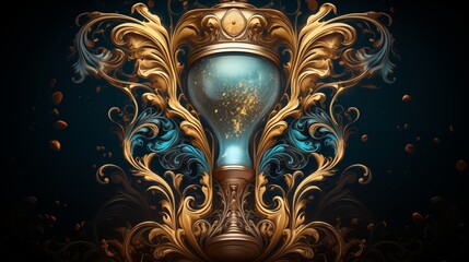 Fototapeta premium An antique ornate hourglass with golden sand