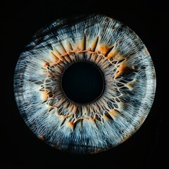 a close up of a human eye on a black background