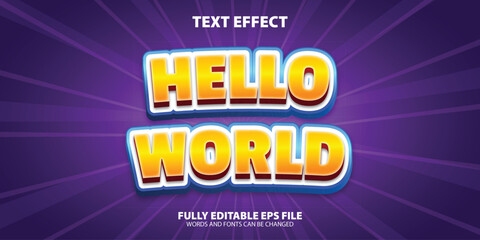3D Hello World Text Effect in Violet Background
