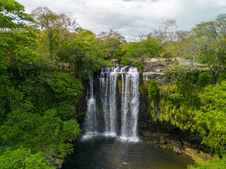 Aerial view of Llanos de Cortez waterfall in lush Costa Rican landscape