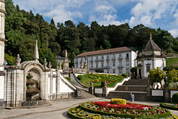 Baroque stairway and fountain ae Bom Jesus do Monte sanctuary near Braga, Portugal