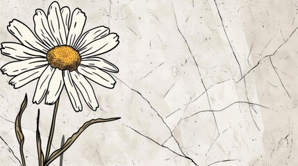 Beautiful Chamomile Daisy Flower Nestled On A Neutral Backdrop, Exuding A Delicate And Serene Beauty, Cartoon Background