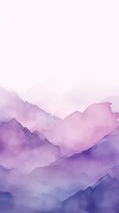 Purple tones watercolor mountain range on white background with copy space display products blank copyspace for design text photo website web banner 