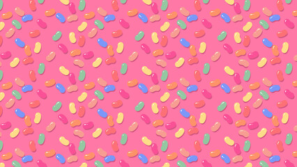 ピンク色のカラフルビーンズ模様　16：9