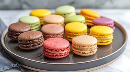 Macarons, colorfur dessert, gourmet sweets, food photography