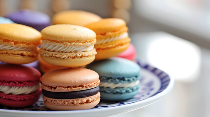 Macarons, colorfur dessert, gourmet sweets, food photography