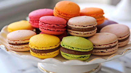 Obraz premium Macarons, colorfur dessert, gourmet sweets, food photography