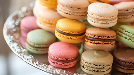 Obraz premium Macarons, colorfur dessert, gourmet sweets, food photography