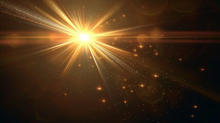 A high-contrast lens flare effect on a deep black background, designed to add a dynamic and striking visual element to photos or digital compositions.