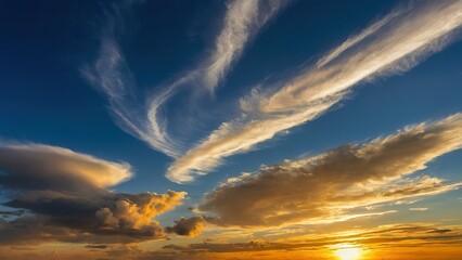 Obraz premium Stunning panorama of a vibrant sunset with radiant sunrays