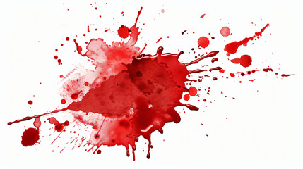 Blood blot with splashes on white background
