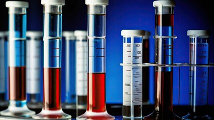 Colorful liquids in test tubes over a scientific backdrop