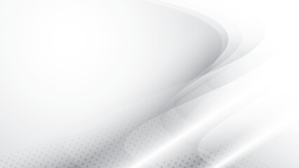 Abstract  white and gray color, modern design background with curve lines and halftone effect. Vector illustration.