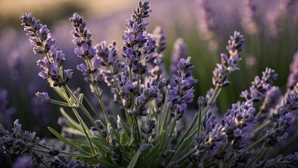 Obraz premium Close up of lavender bouquet in a serene natural setting