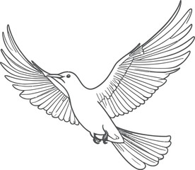 Obraz premium Hand-drawn one-line vector art illustration of a flying bird
