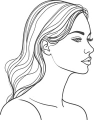 Hand-drawn one-line vector art illustration of a women