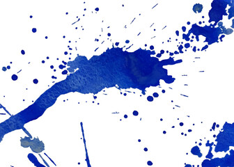 青い絵の具の飛沫背景、液体飛沫