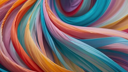 Vibrant abstract swirl of multicolored twisted shapes