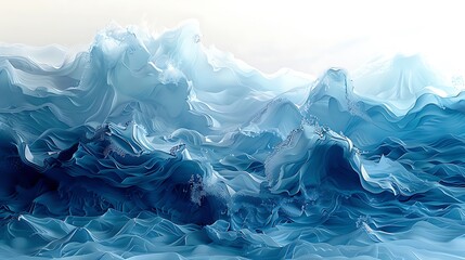 A tranquil underwater scene depicting the fluid motion of tropical water currents, rendered in varying shades of aqua that fade into each other, capturing the essence of underwater tranquility.