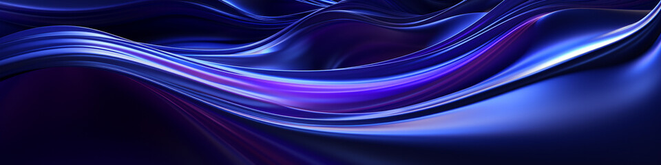 3D render: Abstract background with intense indigo liquid waves and stars. Shiny metal texture of fluid wavy glossy surface. Swirls of thick black oil or silver metallic paint.