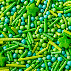 The texture of candy sprinkles.Varied sugar sprinkles, stars, flowers, dots.Holiday treat.Toppings for donuts,cupcake, desserts and ice cream .