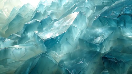Obraz premium An abstract design simulating the look of fragmented aqua glass, where each shard reflects and refracts light to create a dynamic and vibrant visual texture.
