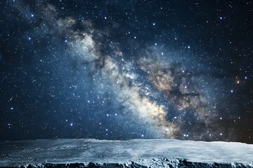 a flat ground with starry sky in the background for product display presentation