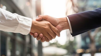 Professional Handshake in Bright Office Environment