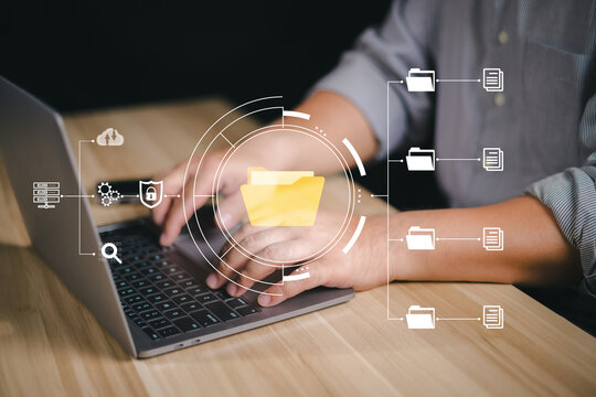 DMS, Document security concept. Document management system, Data encryption. Online documentation database and digital file storage. Log in to file access in the cloud computing system network.