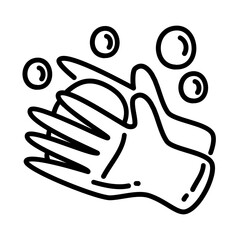 hand washing of cleaning service doodle icons