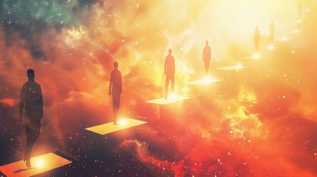 Ascension on Beams of Light to a Star-Filled Sky