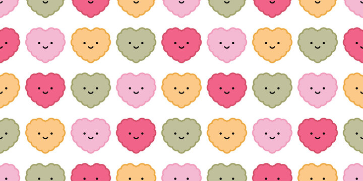 heart seamless pattern valentine fluffy smile vector doodle cartoon doodle gift wrapping paper repeat wallpaper tile background scarf isolated illustration design