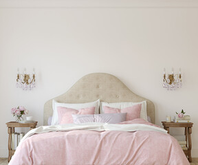 Romantic bedroom interior. 3d render.