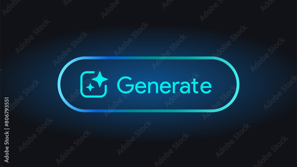 Poster generate ai button. llm artificial intelligence icon. machine learning generator. generate text and 