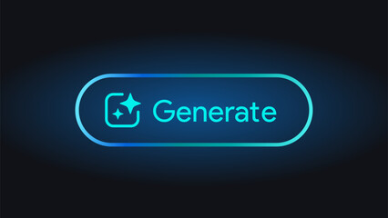 Generate AI button. LLM artificial intelligence icon. Machine learning generator. Generate text and image pressbutton prompt. Magic stars sign. Chat brain assistant. Vector illustration.