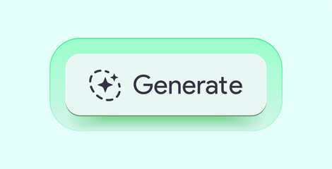 Generate AI button. LLM artificial intelligence icon. Machine learning generator. Generate text and image pressbutton prompt. Magic stars sign. Chat brain assistant. Vector illustration.