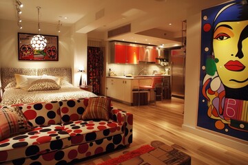 Apartment Decorations: Modern Room Interior with Stylish Pop Art Furniture