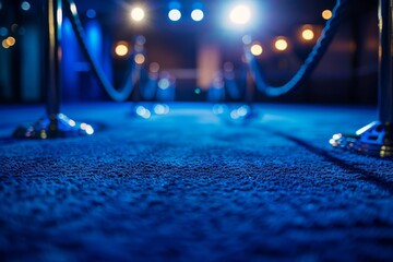 luxurious blue carpet grandeur spotlight serenity velvet rope elegance abstract background