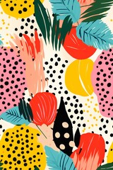 Seamless patterns tropical and polka dot
