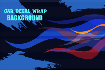 Abstract modern car decal wrap design. Grunge splash geometric striking stripe. Blue black racing sport pattern. Vinyl sticker illustration