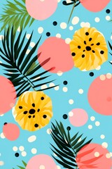 Seamless patterns tropical and polka dot