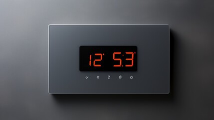 A digital clock displaying the time mounted on a wall in an artistic way