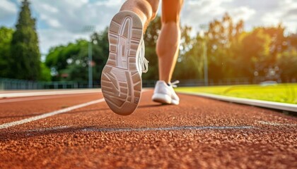 Close-Up of Runner's Feet on Track