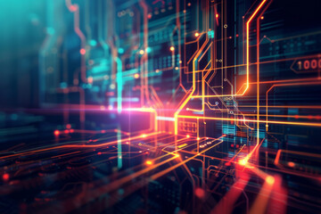 Fototapeta premium Vibrant technology background with cool, glowing lines