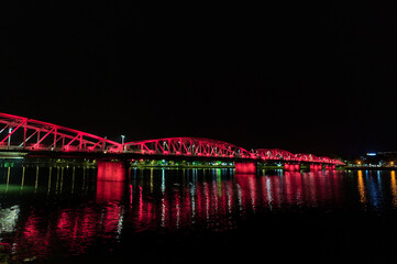 Fototapeta premium Truong Tien Bridge at Night, Hue, Vietnam