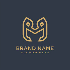 Letter M line creative minimalist logo design