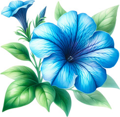Amazing periwinkle flower isolated on a transparent background. Cut out, close-up.