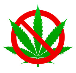 Cannabis forbidden sign on a white background